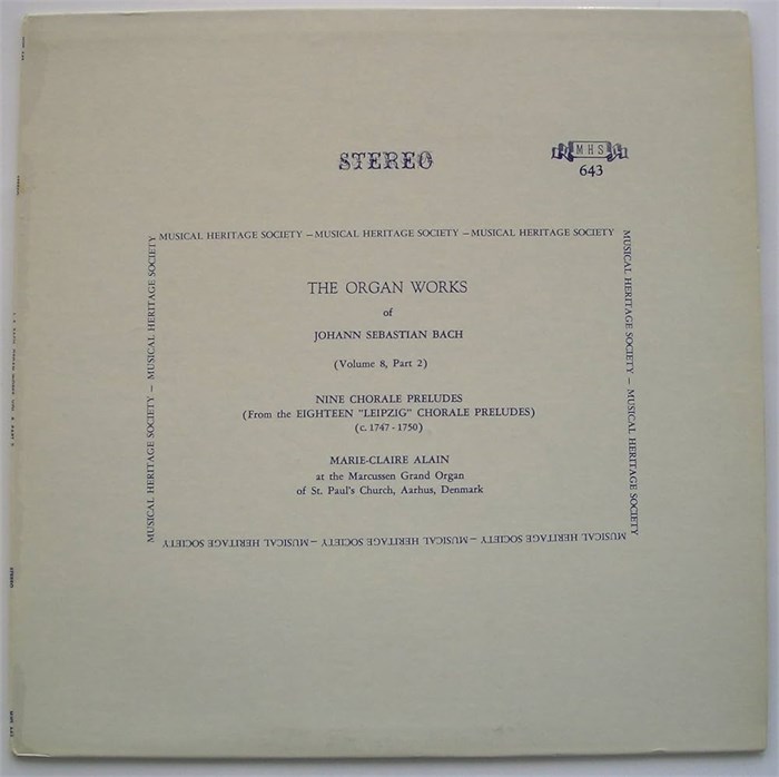 JOHANN SEBASTIAN BACH - ORGAN WORKS, VOL.8, PART 2 MHS 643 - фото 4703