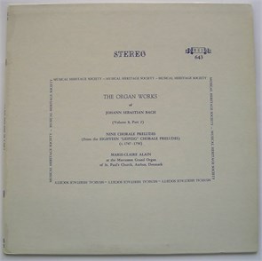 JOHANN SEBASTIAN BACH - ORGAN WORKS, VOL.8, PART 2 MHS 643